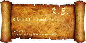 Kürti Elemér névjegykártya